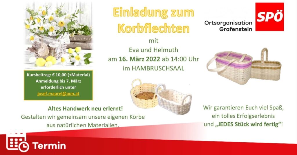 EINLADUNG zum Korbflechten