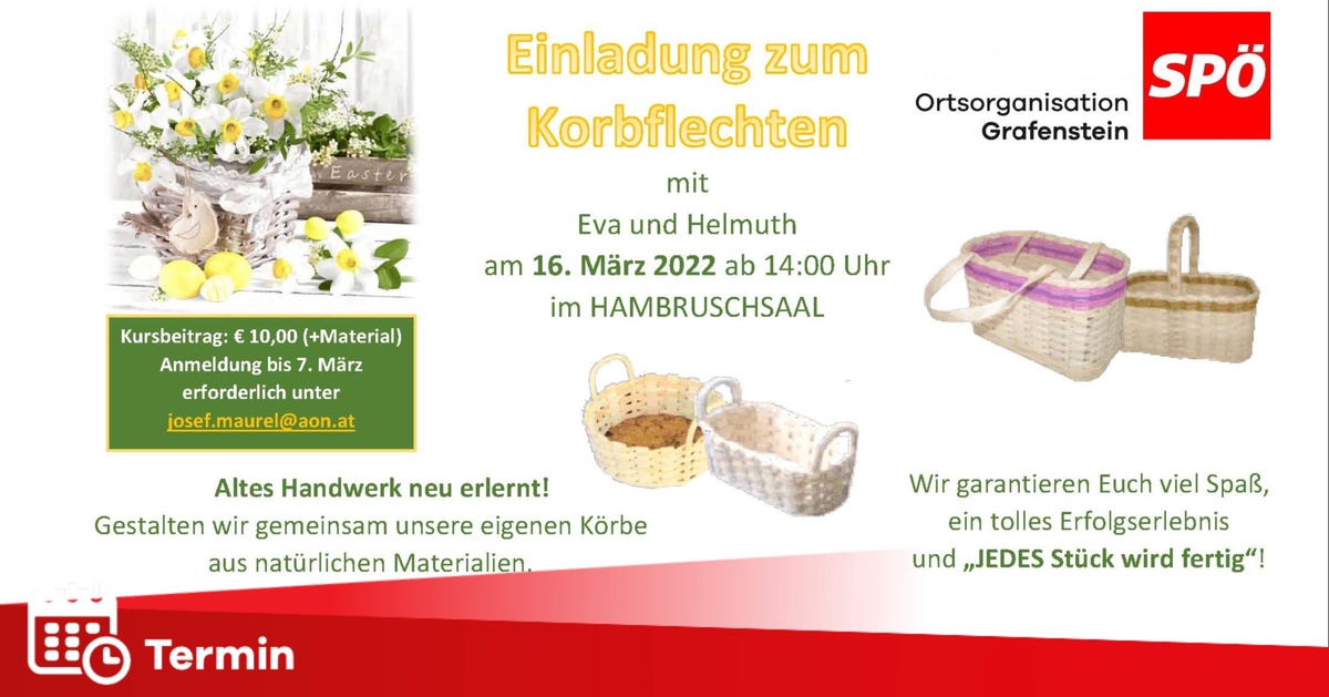 EINLADUNG zum Korbflechten